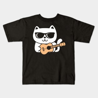 Cool Cat Playing Ukulele Kids T-Shirt